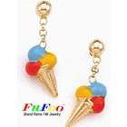FuFoo 14k Gold   Dangling Ice Cream Teen Earrings 14k