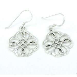    Sterling Silver Celtic Knot Flower Dangle Earrings Jewelry