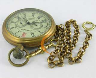 Vintage Full Copper Unisex Pocket Watch Second&24hours Sub dials 