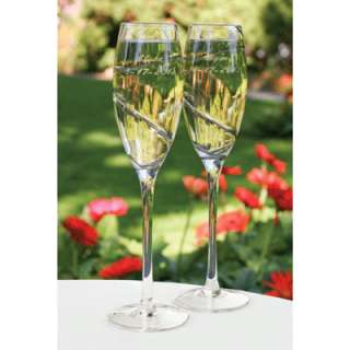 Personalized Wedding Champagne Flutes Swirl   
