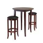   Wood 3pcs Bar Table and Swivel Stools Set Solid Wood in Antique Walnut