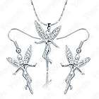 18k white gold plated use swarovski crystal tinkerbell necklace earri