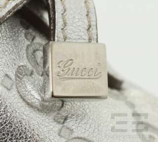Gucci Silver Metallic Monogram Guccissima Leather Princy Hobo Bag NEW 