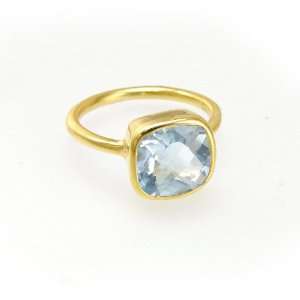 com Gold Gemstones stackable ring with semi precious stone Blue Topaz 