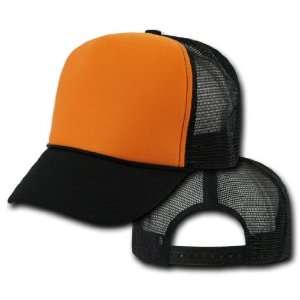   Two Tone Black Orange Trucker Hat Cap Snap Back Hats 