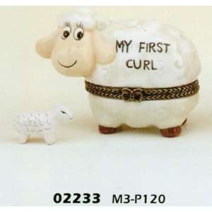  Porcelain Hinged Boxes LAMB/ SHEEP Babys First Curl 