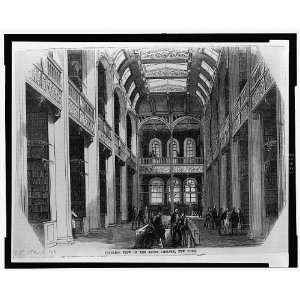  Interior view of the Astor Library,New York,NY,1854,people 