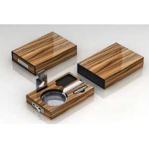   Zebrawood Ashtray with Cigar Cutter & Punch