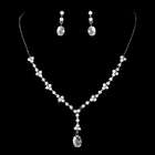 Second Glance Fashions Silver Clear Crystal Drop Necklace Earring Set