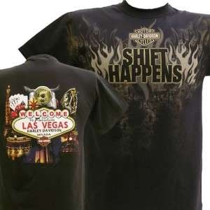 Harley Davidson Las Vegas Dealer Tee T Shirt Shift Happens BLACK 