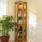 Seidal Lighted Corner Curio Cabinet   Golden Oak