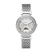 Relic Ladies Calendar Day/Date Watch w/Crystal Accent Round ST Case 
