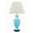   BLU Pesach Ceramic Table Lamp, Light Blue with Off White Fabric Shade