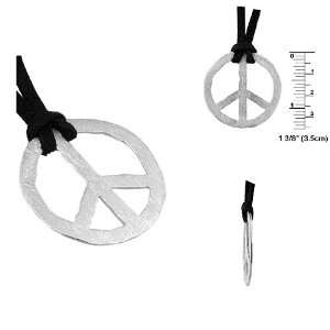   Finish Peace Sign Necklace on 14 30 Adjustable Brown Faux Suede Cord