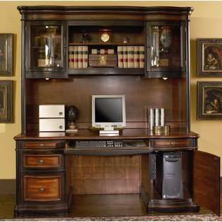 Coaster Computer Desk with Hutch in Two Tone Warm Brown Finish at 