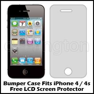 Apple iPhone 4 4G 4S Black+Orange Bumper Case Metal Buttons AT&T 