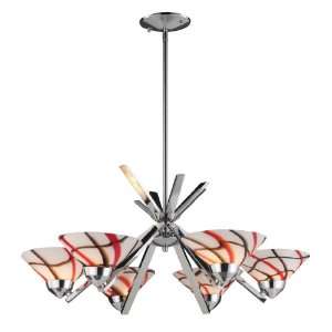 Elk 1475/6CRW 6 Light Chandelier In Polished Chrome and Creme White 