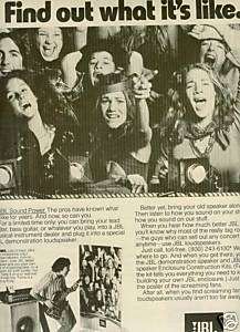 JBL Speakers SOUND POWER 1977 Promo Poster Ad FIND OUT  