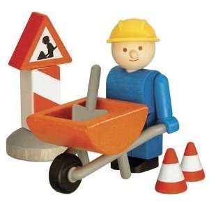    Woody Click Construction Roadworker with Wheelbarrow Toys & Games