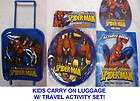 KIDS SPIDERMAN ROLLING LUGGAGE ACTIVITY SET suitcase carrier carry on 