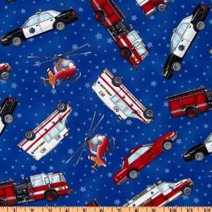  44 Wide Heroes On Parade Transportation Blue Fabric By 