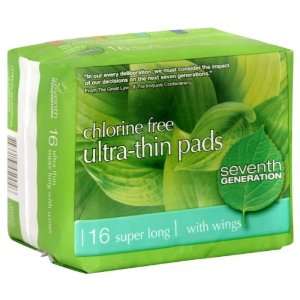 Seventh Generation   Chlorine Free Ultra Thin Pads with wings, 16 Pack