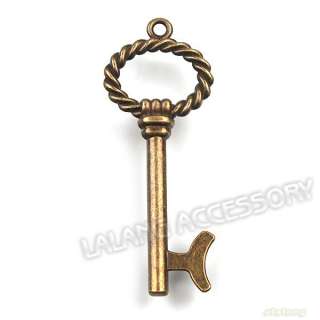 100x Antique Bronze Vintage Key Charms Alloy Pendants Lot 55x21mm 