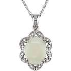Amour 10K White Gold .06 ctw Diamond and Opal Pendant
