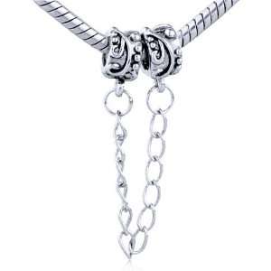  Pandora Style Bead Delicate Flower Safty Chain Lock European Charm 
