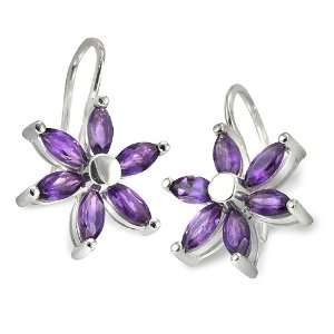 Floral Inspired French Wire Earrings With Genuine 6 MM Marquise Shaped 