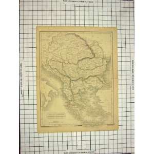    HALL ANTIQUE MAP c1790 c1900 TURKEY GREECE HUNGARY