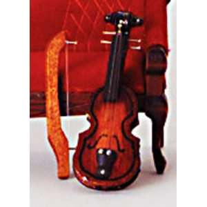  Doll House Miniature Violin/mahogany Toys & Games