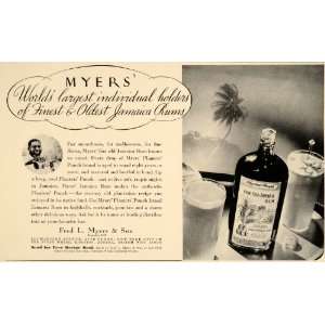  1934 Ad Fred L Myers Jamaican Rum Alcohol Bottles Drink 