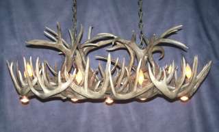 POOL/DINING WHITETAIL DEER ANTLER CHANDELIER with DOWN LIGHTS, LAMPS 