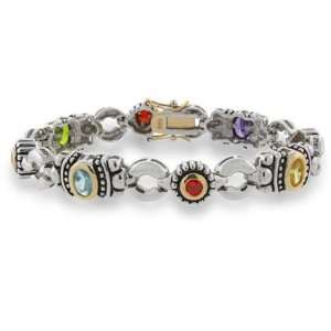   Silver Bracelet with Colorful Cubic Zirconia Eves Addiction Jewelry