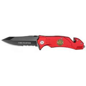 Rex Fire Fighter Spring Assisted Rescue Super Knife   Red 