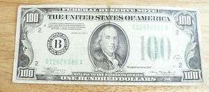   BENJAMIN FRANKLIN 100 DOLLAR BILL FEDERAL NOTE US CURRENCY SMALL NOTES