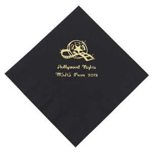  Personalized Movie Night Black Lunch Napkins   Tableware 