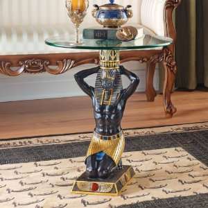   Tuts Faithful Nubian Guard Glass Topped Table