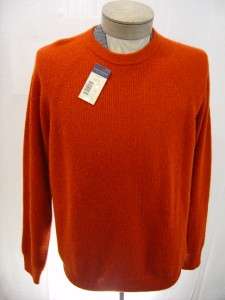 Daniel Cremieux 3 Ply 100% Cashmere Cable Sweater Mens XL Orange Crew 