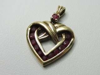 Vintage Sterling Silver Vermeil Ruby Heart Charm or Pendant  