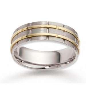    14k Two Tone Gold Elegant Trendy Carved Wedding Band Jewelry