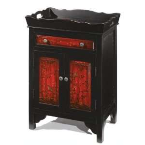  Asian Fusion Cabinet 33.5hx24.75w Distrss Blk/red