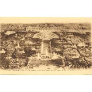 1920s Vintage Postcard Aerial of Palace and Park   Versailles France