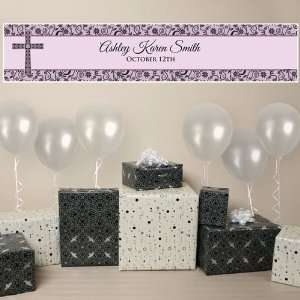   Floral Wild Orchid Cross   Personalized Baptism Banner Toys & Games