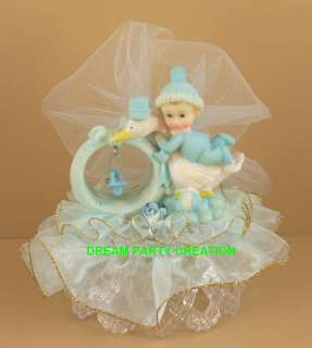 Blue BOY STORK Pacifier CAKE TOPPER Organza and Tulle  
