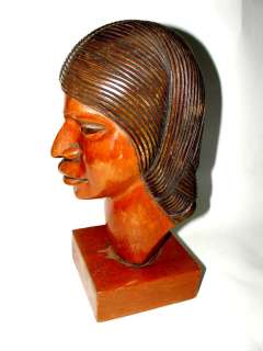 Woman indian hand carved wooden sculpture Art Deco ?  