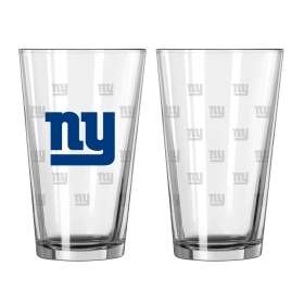 New York Giants Team Logo Satin Etch Pint Glass Set  