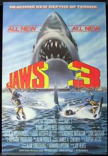 JAWS 3 1983 3D Rolled British one sheet Movie poster  