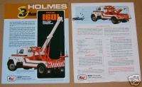   82 Ernest Holmes 1601 wrecker heavy duty tow truck 22t brochure towing